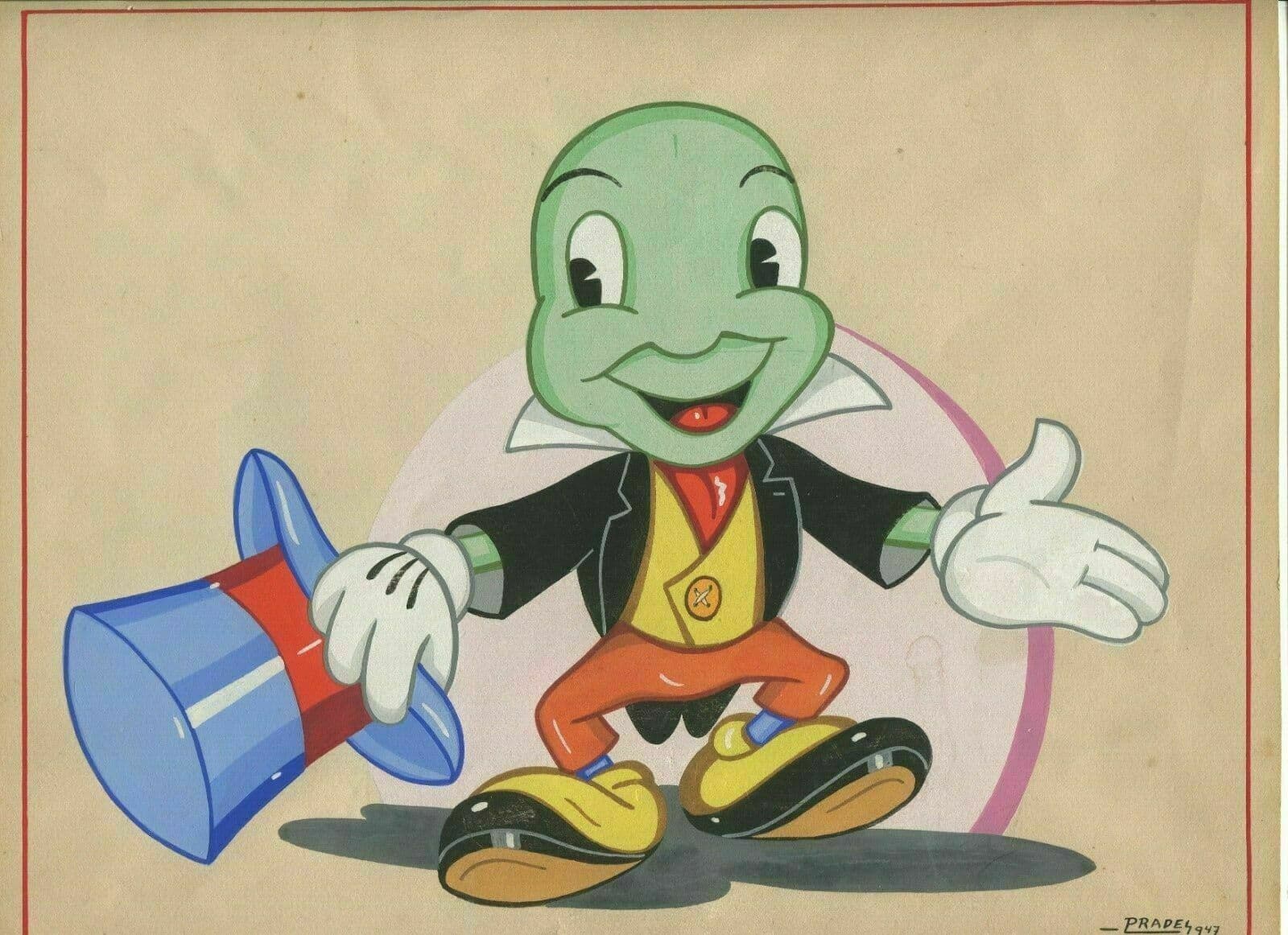 Drawing Jiminy Cricket, Disney, Pinocchio 1957 image 2