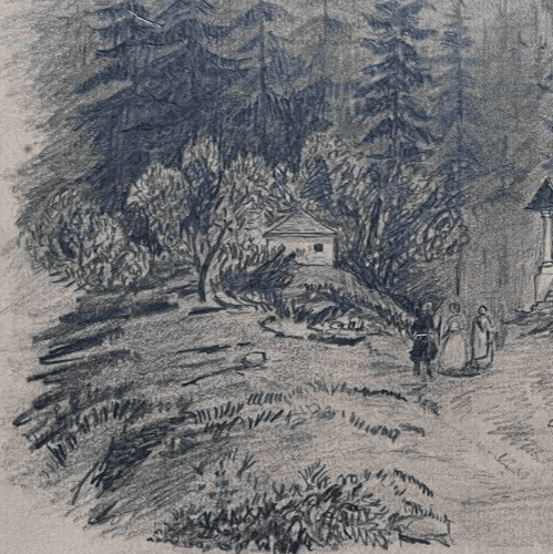 Antique Original 19th century Drawing Landscape Casalibus Grande Chartreuse image 3