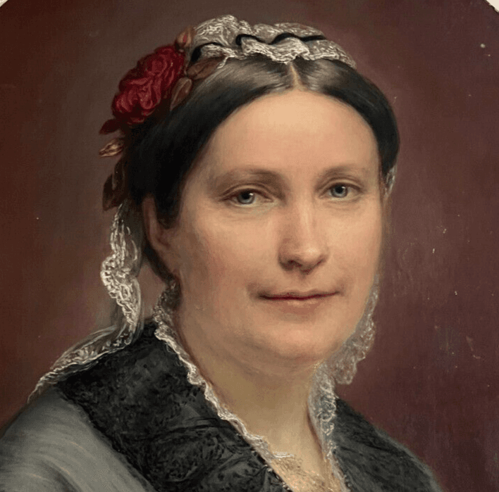 Antique Original Painting by Marie C. LASSON (XIX) Woman Portrait image 2