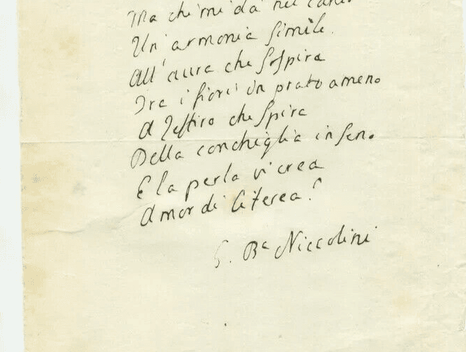 Manuscript Letter Poem Old Original Giovanni Battista Niccolini (1782-1861) image 3