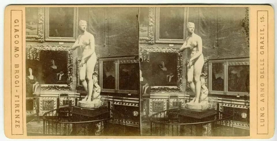 Vintage Stereoview Giacomo BROGI - Venere de Medici Tribuna Uffizi c. 1870 image 3