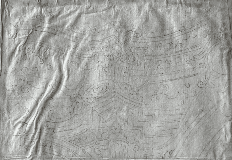 Antique Old Drawing 18th century Original Architecture Decoration Ornamentation image 4