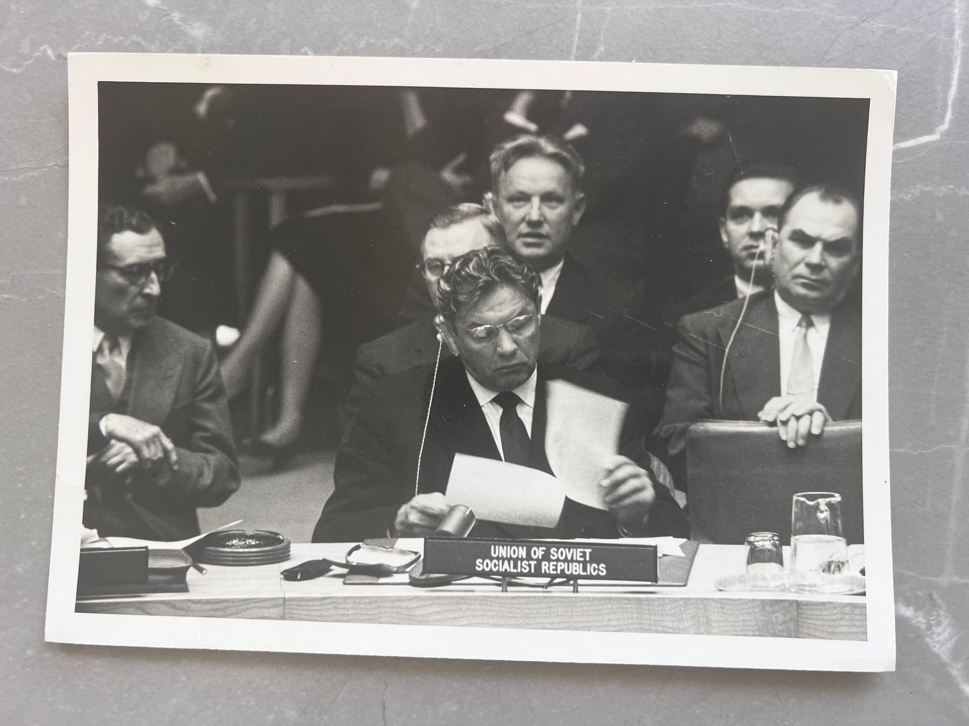 Press Photo Security Council Debates Suez Canal Issue