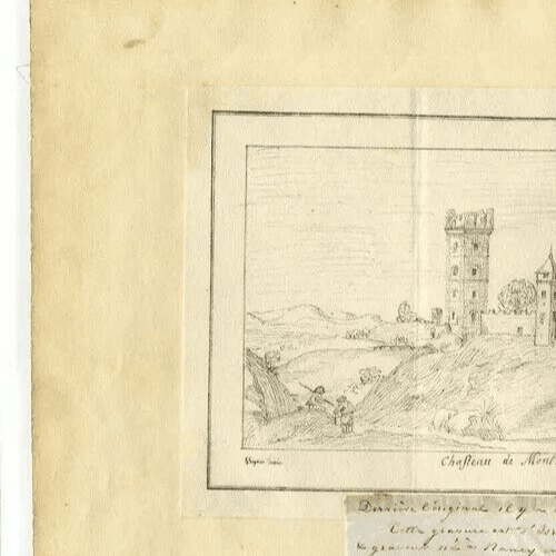 Antique Etching Israel SILVESTRE, Landscape Castle of Montbar Bourgogne image 2