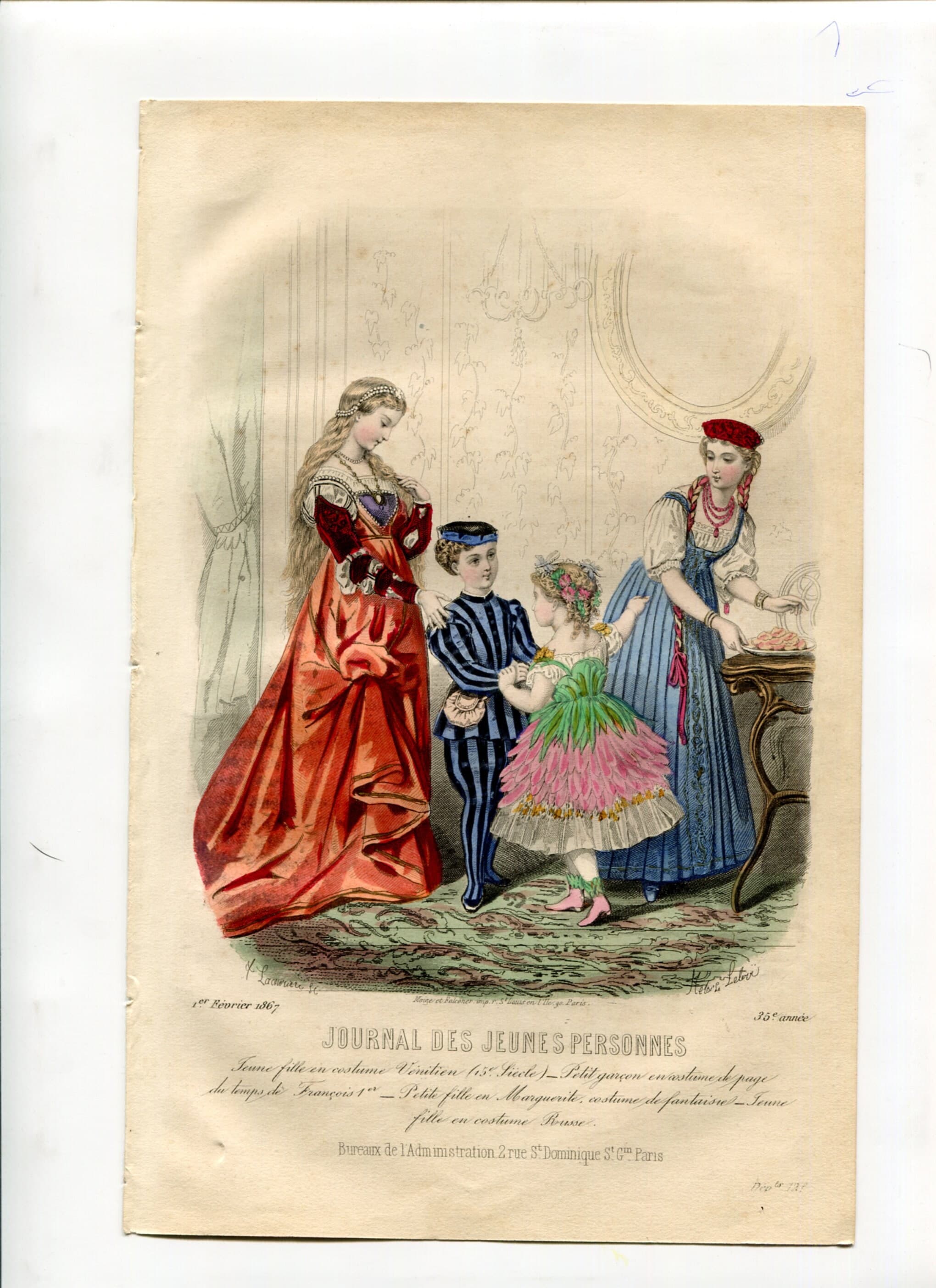 Antique Fashion Illustration - "Journal des Jeunes Personnes" Costumes and image 2