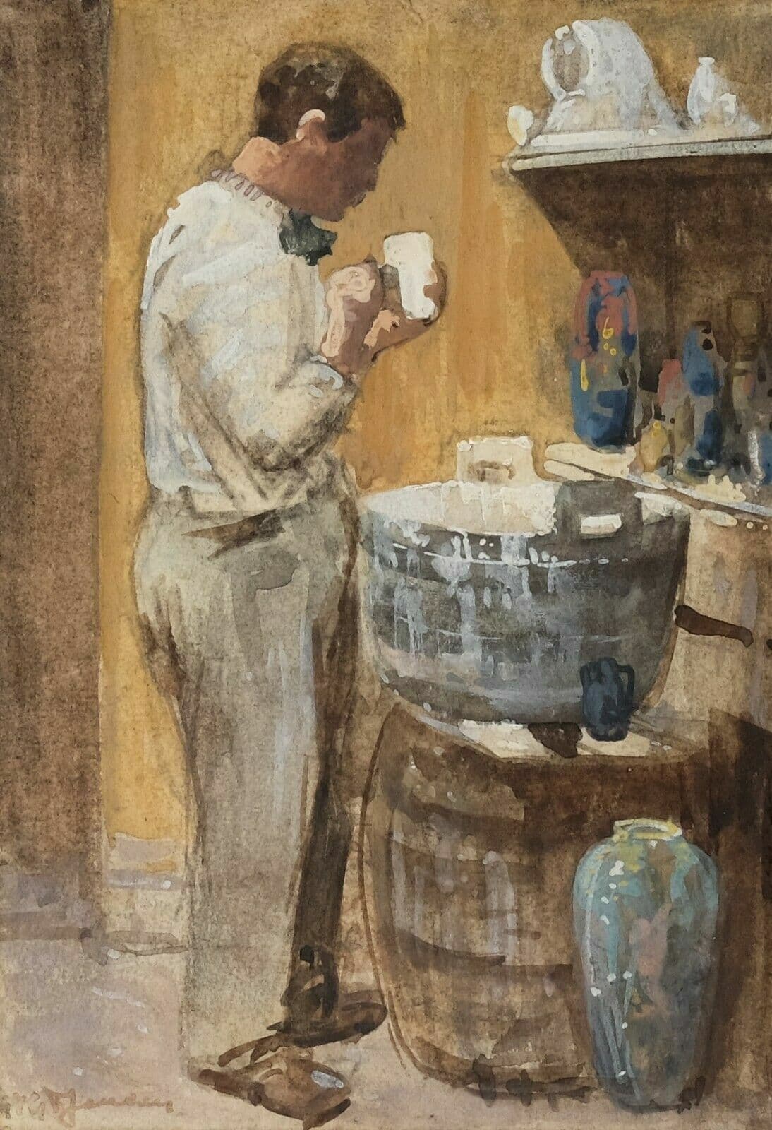 Willem JANSEN (1871-1949) Artist Vase Painting image 1