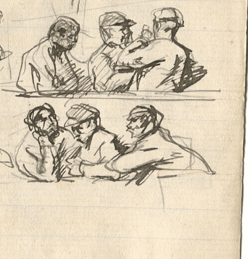 Vintage Ink Original Drawing Men Figures Impressionism Sketches image 4