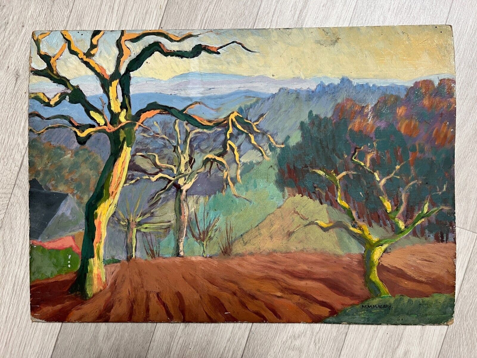Antique Original Painting Landscape, Farm, Trees, Forest Michael David MCCARY image 2