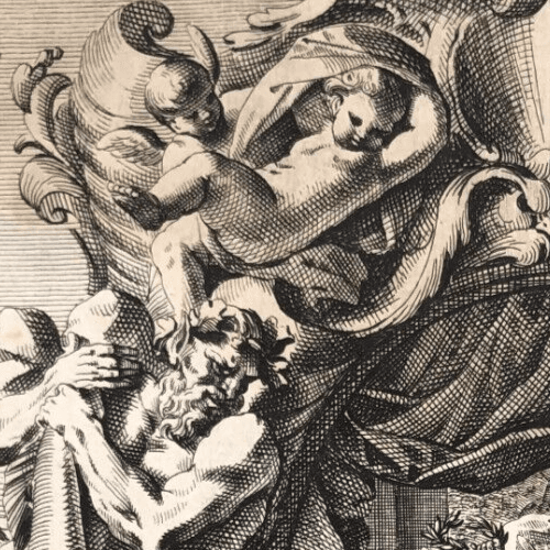 Antique Original Etching Jean Le Pautre (1618–1682) Painter and Angels Etching image 7