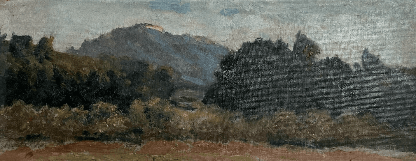 Antique Old Painting Mountain Landscape by Jean-Baptiste Galley (1847-1932) image 2