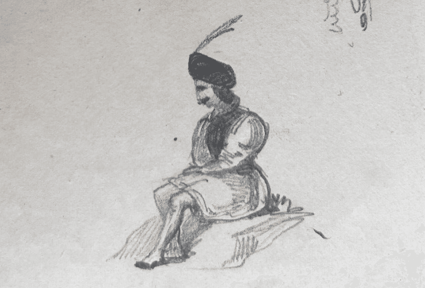 Antique Original Drawing Man Portrait, Orient 19th century image 2