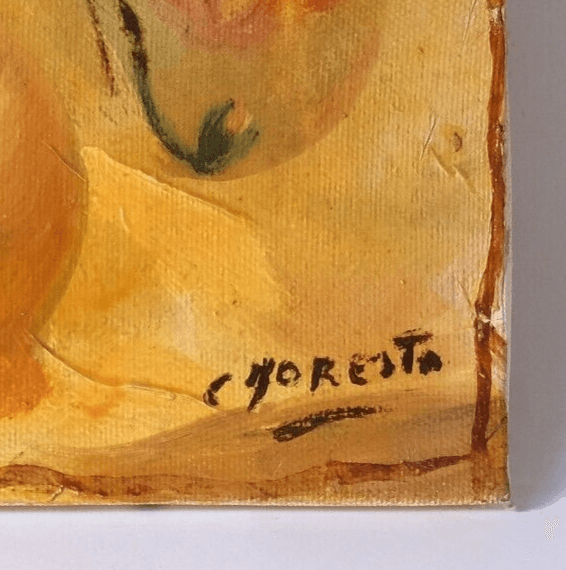 Antique Oil Old Original Painting Flowers Bouquet, Still Life, Roses, Floral image 5