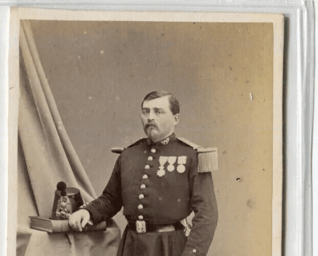 Antique CDV Photographs Military Man Portrait Jaquard Henniburger 1866 image 3