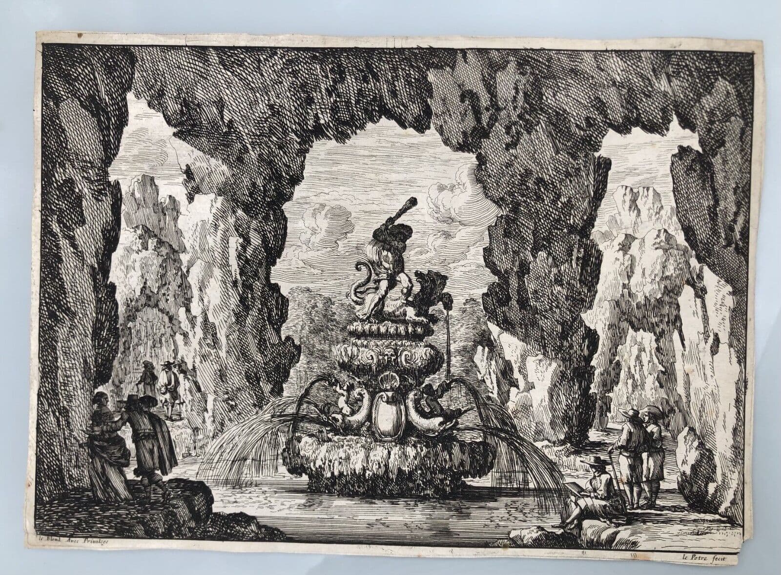 Jean Le Pautre (1618–1682) Garden Fountain and People Etching image 3