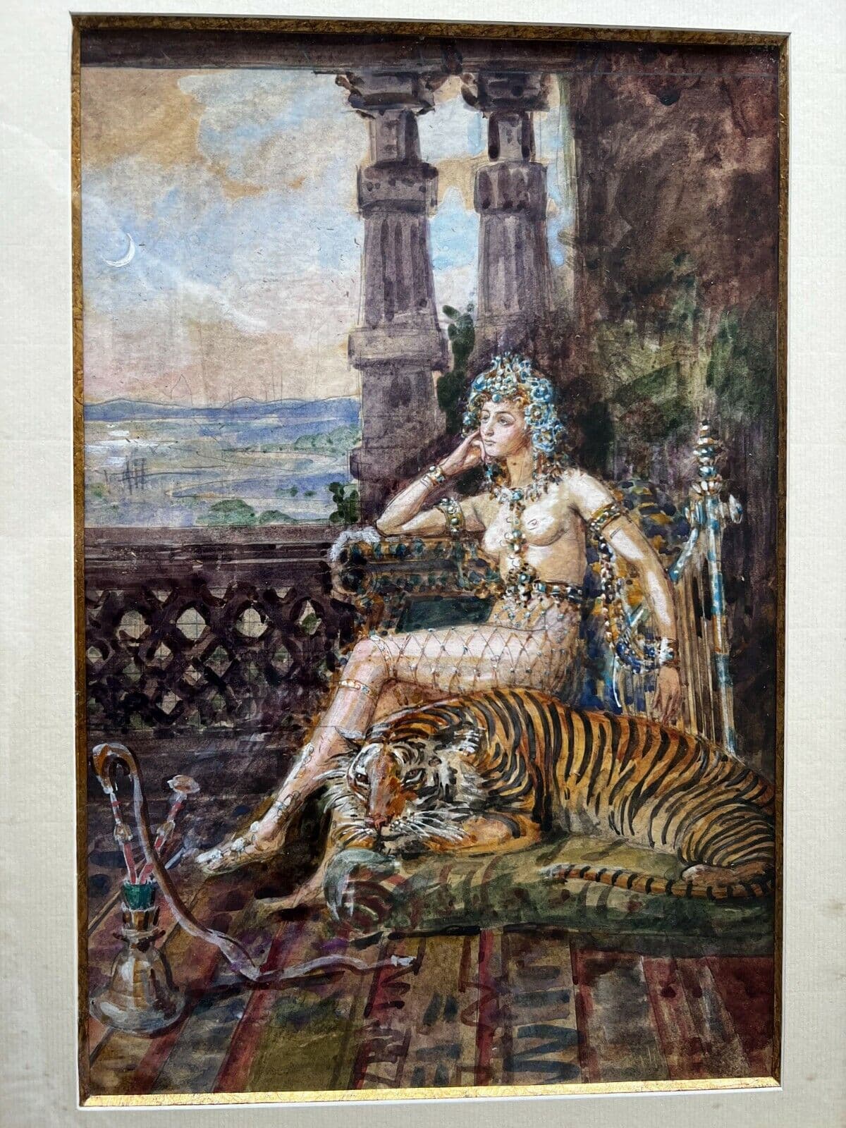 Horace DE CALLIAS (1847-1921) Princess and Tiger Drawing image 2