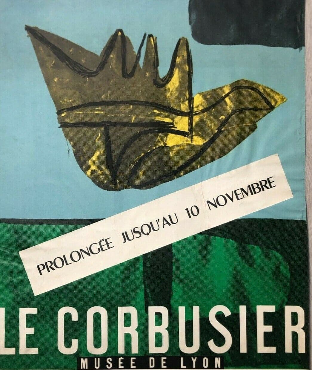 Vintage Poster Original Le Corbusier Exhibition Lyon in 1956