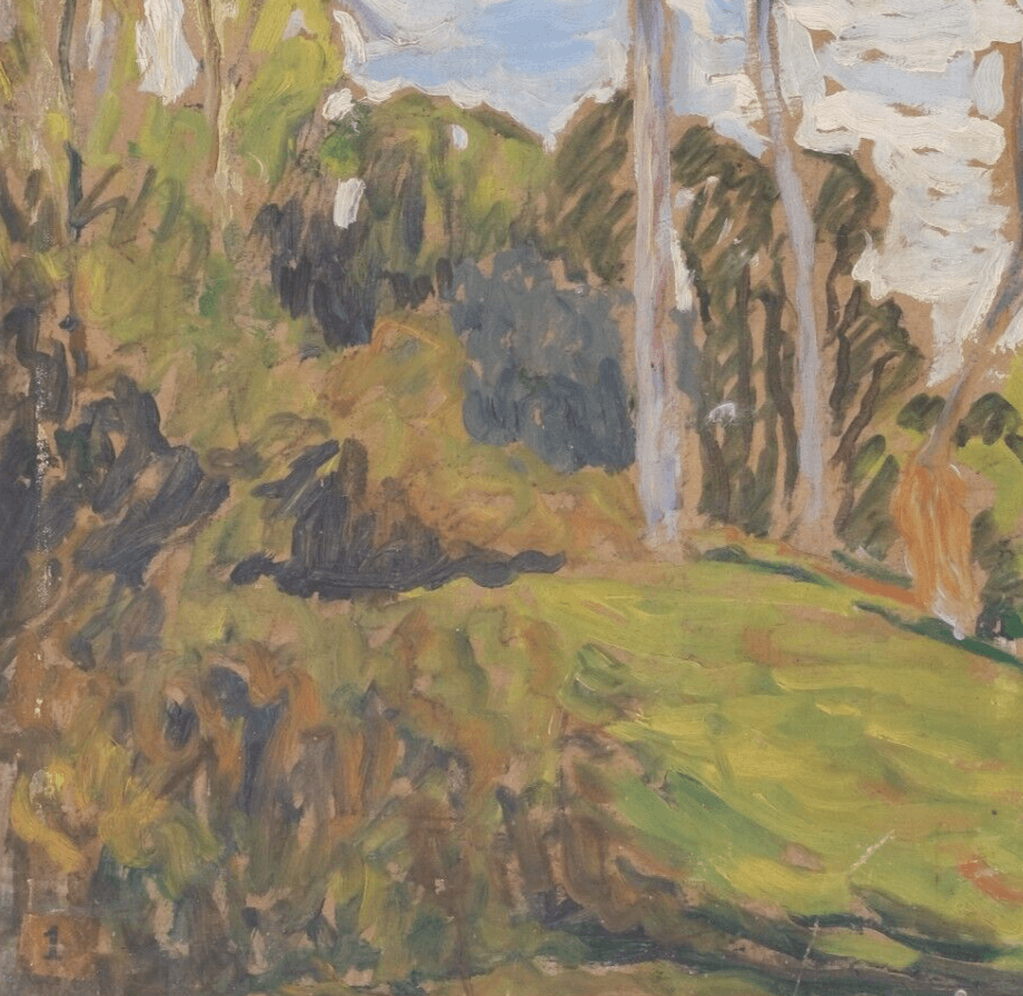 Antique Oil Painting Original Forest, Trees, Landscape signed 1907 image 5