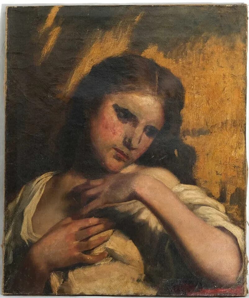 Antique Painting Original Woman Portrait 18th century Great Provenance image 5