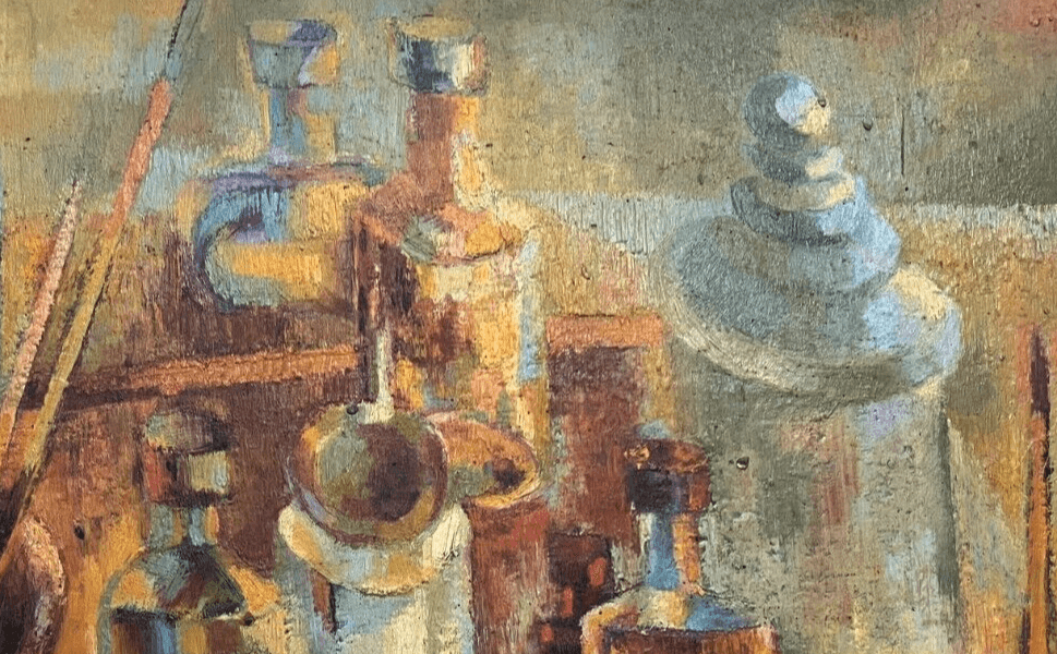 Antique Original Painting Still Life, Drinks, Artist, Working life image 4
