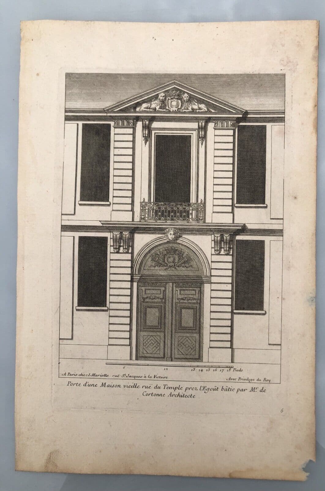 Antique Original Etching Jean LEPAUTRE (1618-1682) Doors, Architecture x5 image 3