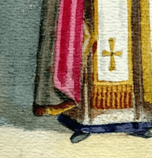 Antique Drawing Original Signed Costume, Man, Italy, Religious, Church, Pope image 5