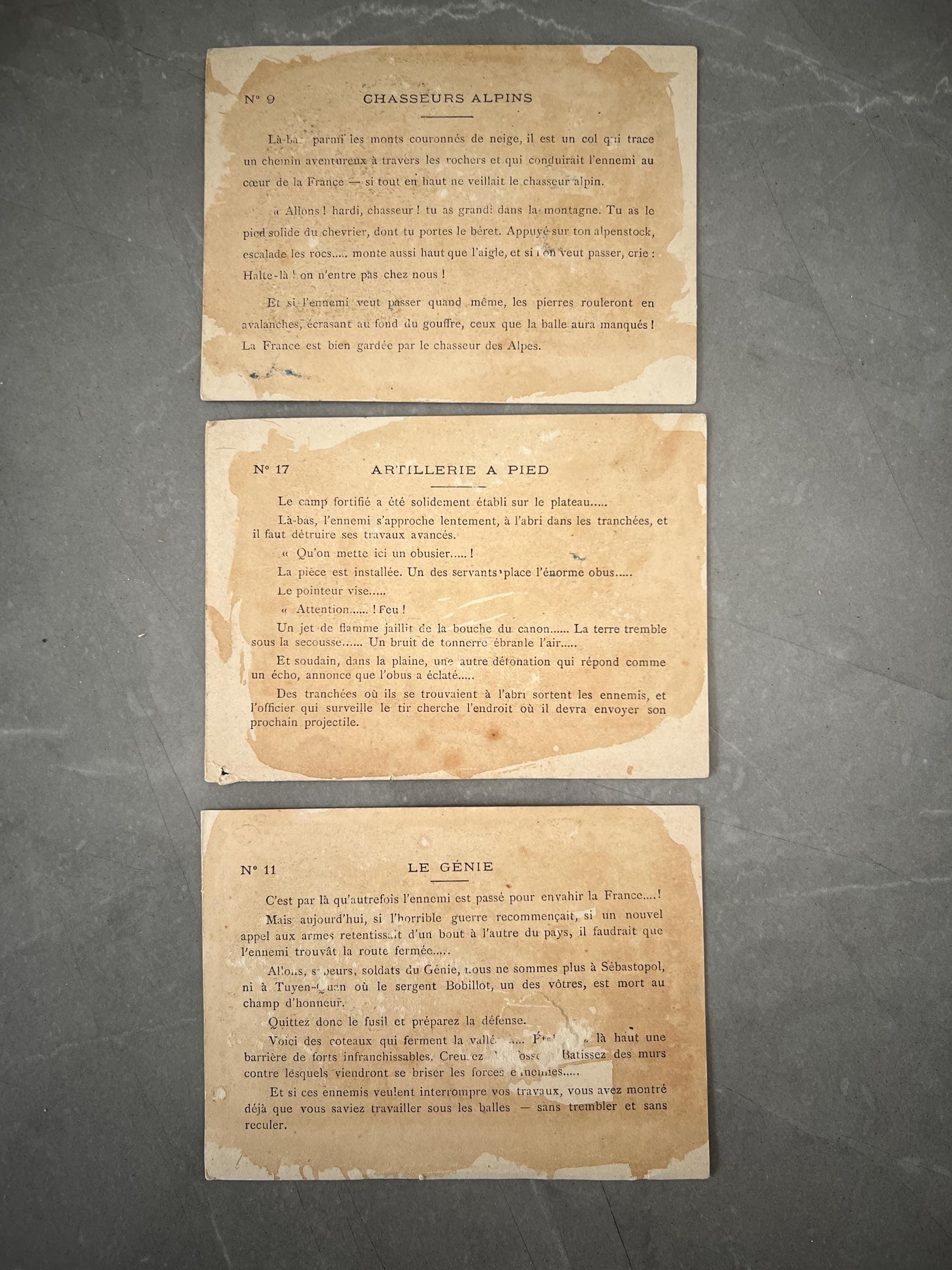 Set of 3 Antique Trade Cards - Armée Française Military Scenes image 2
