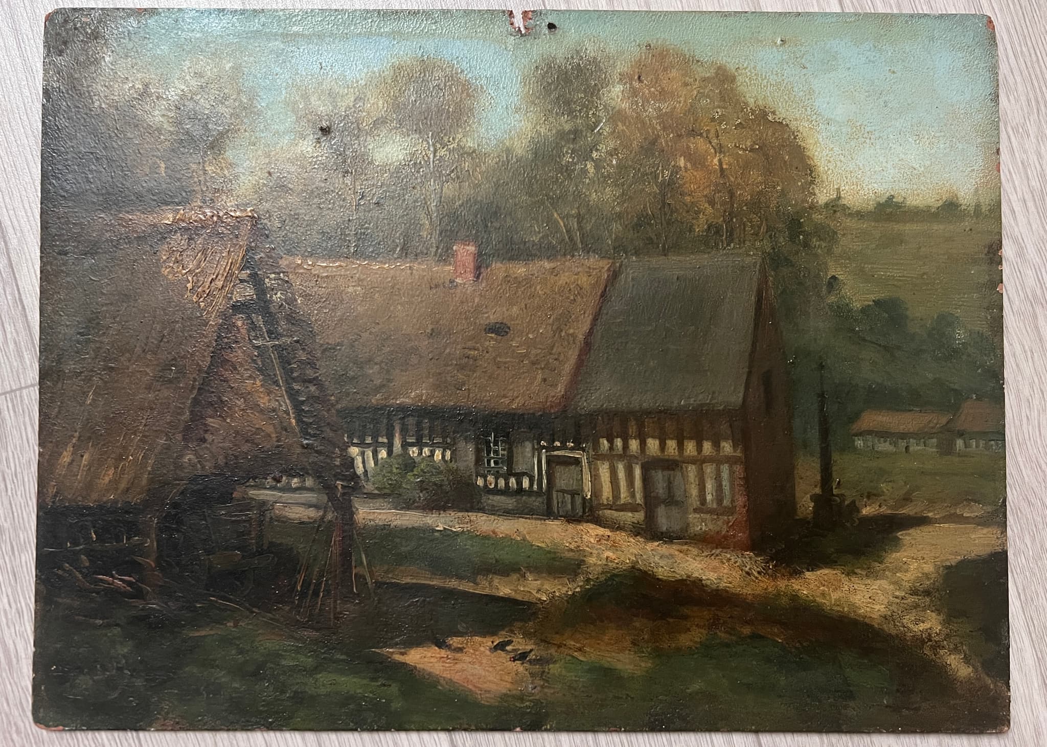 Painting Northen Farm Houses Landscape image 2
