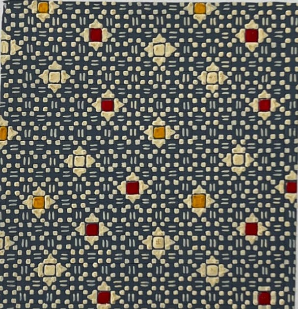 Red/White/Yellow Squares Original Textile Drawing image 1