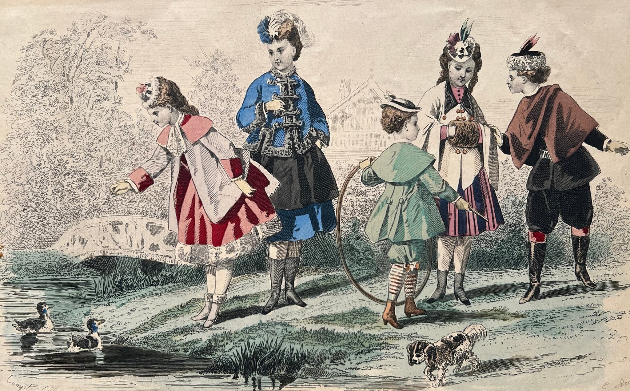 Antique French Fashion Plate - "Les Modes Parisiennes" - 19th Century Children's image 1