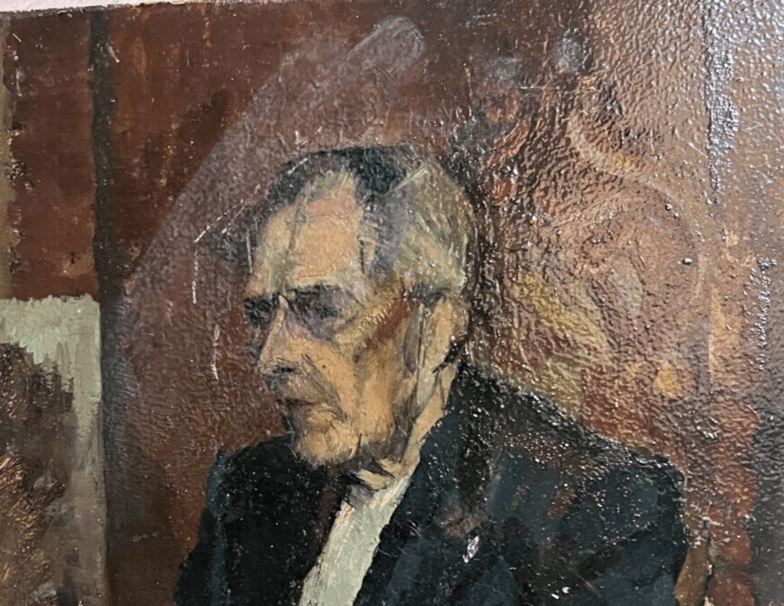 Vintage Modern Original Painting Man Portrait signed 1954 image 2