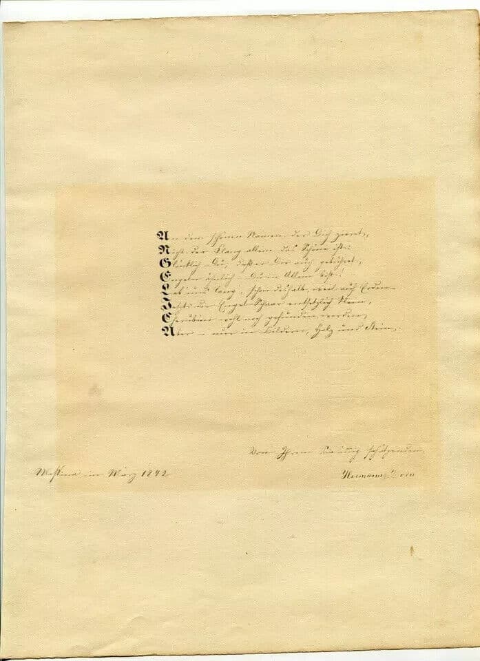 Antique Manuscript Hermann Zorn Letter Papers Poem Old Original image 2