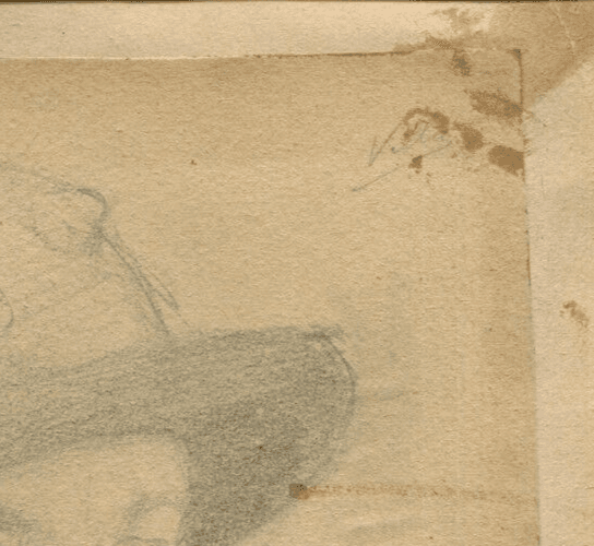 Antique Pencil Drawing Original Woman Portrait with Hat signed image 5