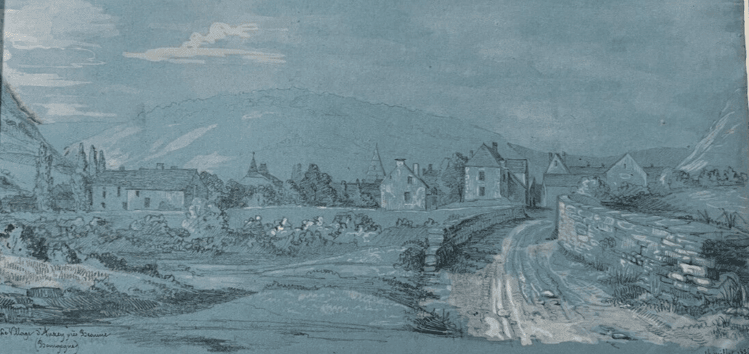 Antique Drawing Original signed Beaune Landscape, Auxey 19th Century image 1