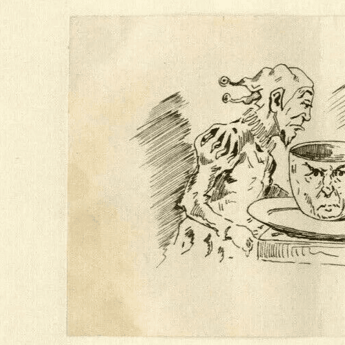 Antique Ink Drawing 19th century - Joker Caricature, Vintage Caricature Art image 2