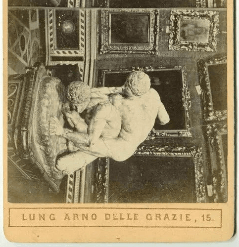 Vintage Stereoview Giacomo BROGI - Florence. Lottatori Tribuna Uffizi c. 1870 image 4