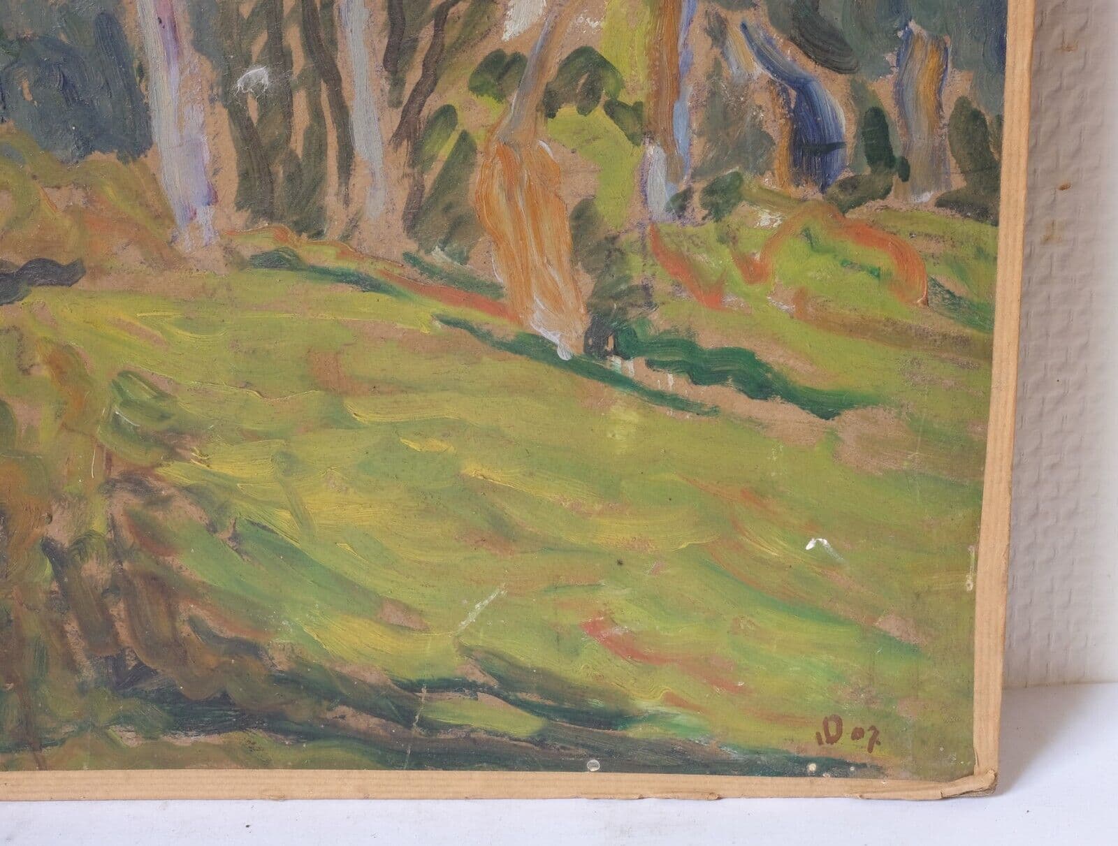 Antique Oil Painting Original Forest, Trees, Landscape signed 1907 image 7