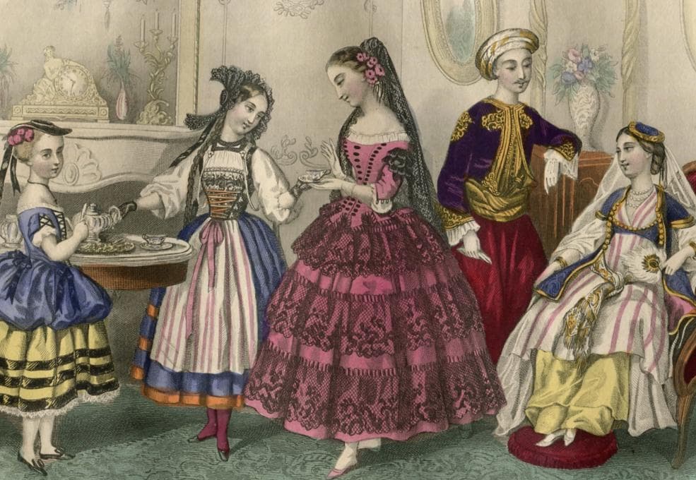 Antique Fashion Illustration - "Musée des Familles" Family Gathering with image 7