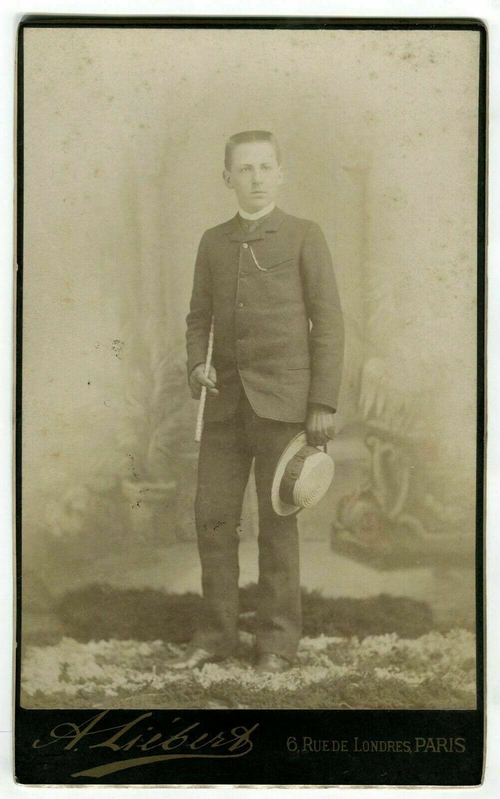Cabinet Card Vintage Photographs A.LIEBERT - Paul de Bonrepos c. 1870 image 1