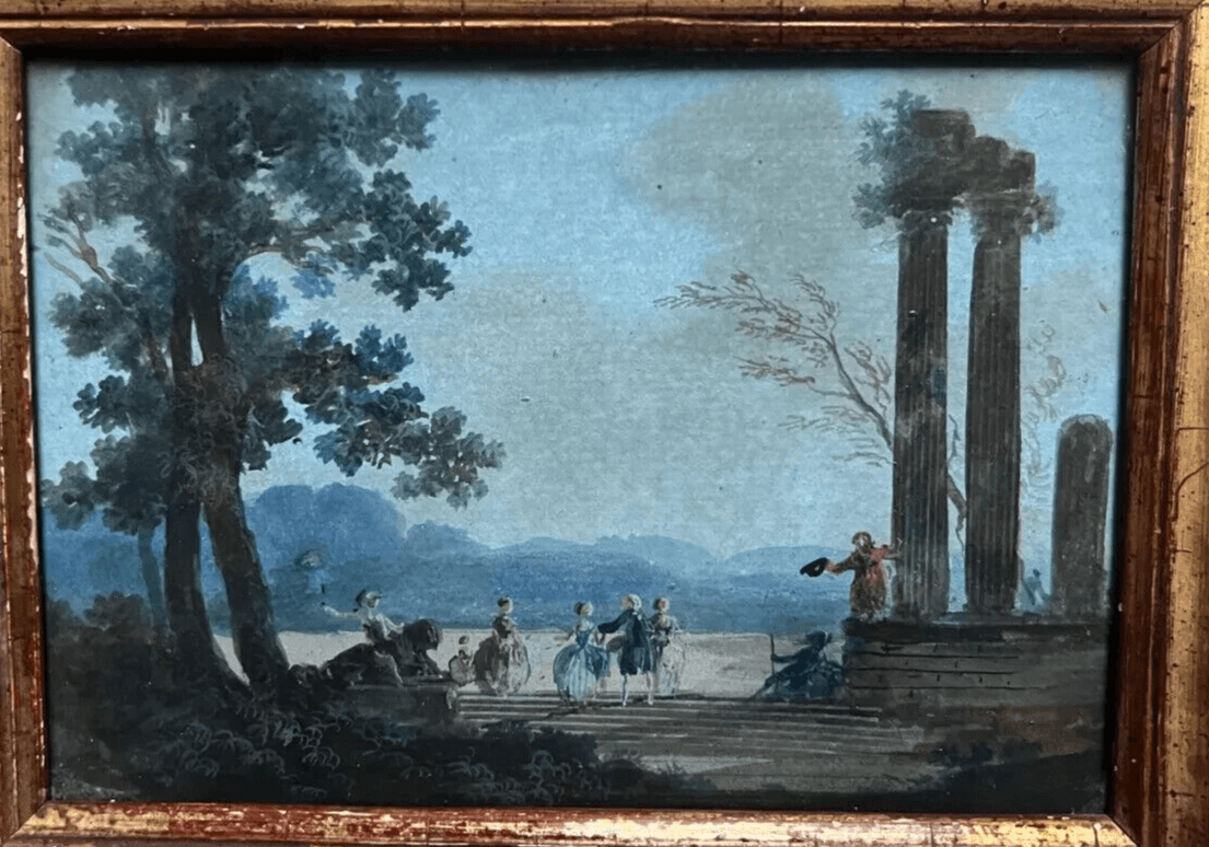 Antique Drawing Original People, Horse, Landscape, Architecture image 6