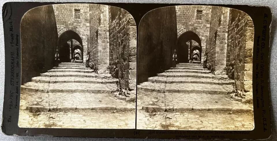 Stereoview Albumen vintage Street, Herod Palace, Jerusalem image 7