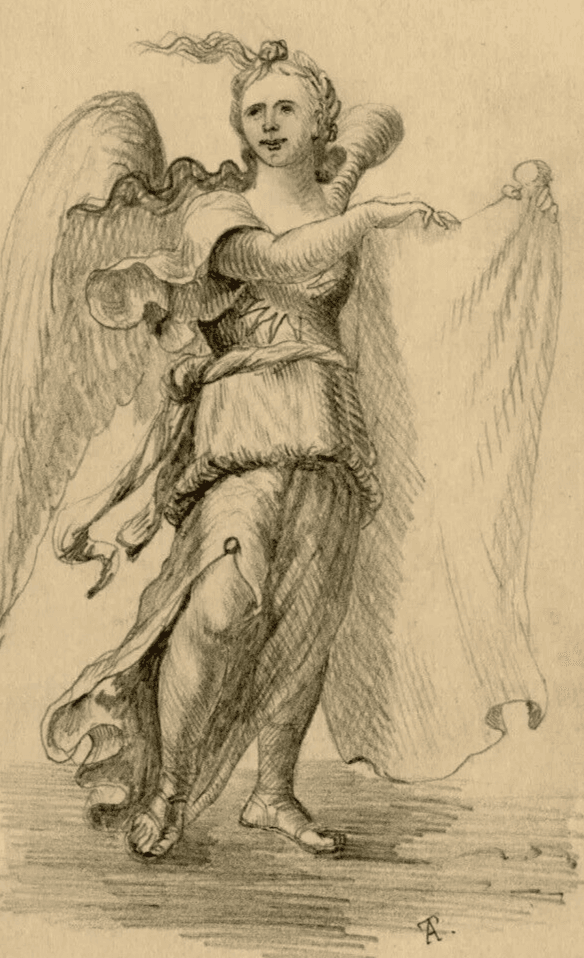 Antique Drawing Pencil Original Angel Portrait Chaumery St Marcel image 6