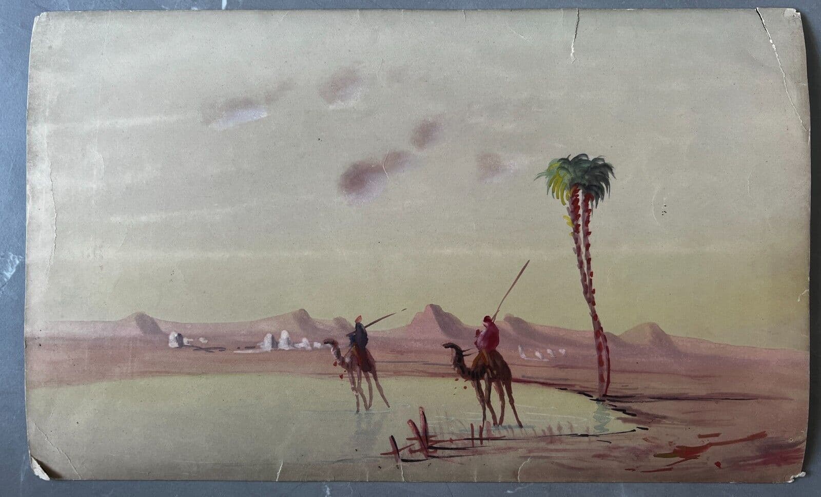 Drawing Orientalist Landscape Men Ridding Camels image 2