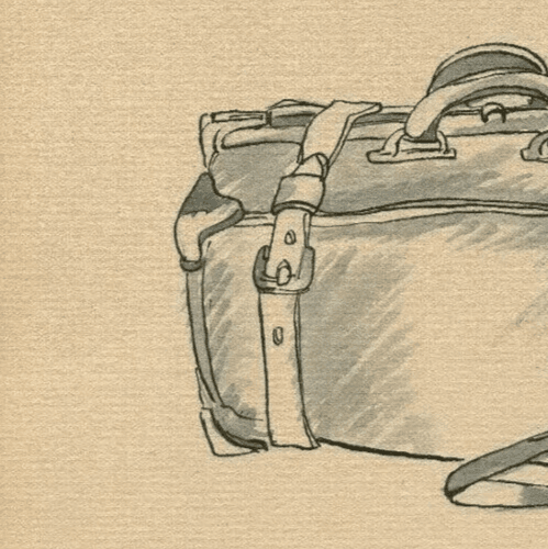 Vintage Ink Original Drawing Suitcase, Bag, Luggage, Object, Still Life image 2