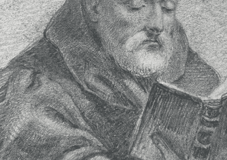 Antique Drawing Original Religious Man Portrait with Book 19th century image 5