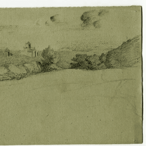 Antique Original Pencil 19th century Landscape and Forest image 5