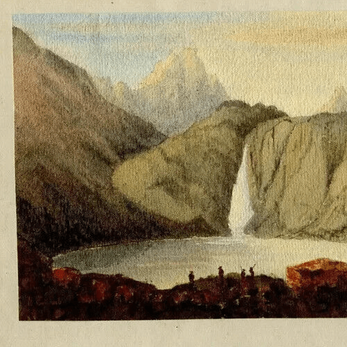 Antique Original Drawing signed A.Collomb Landscape Lake Oo Pyrénées image 3
