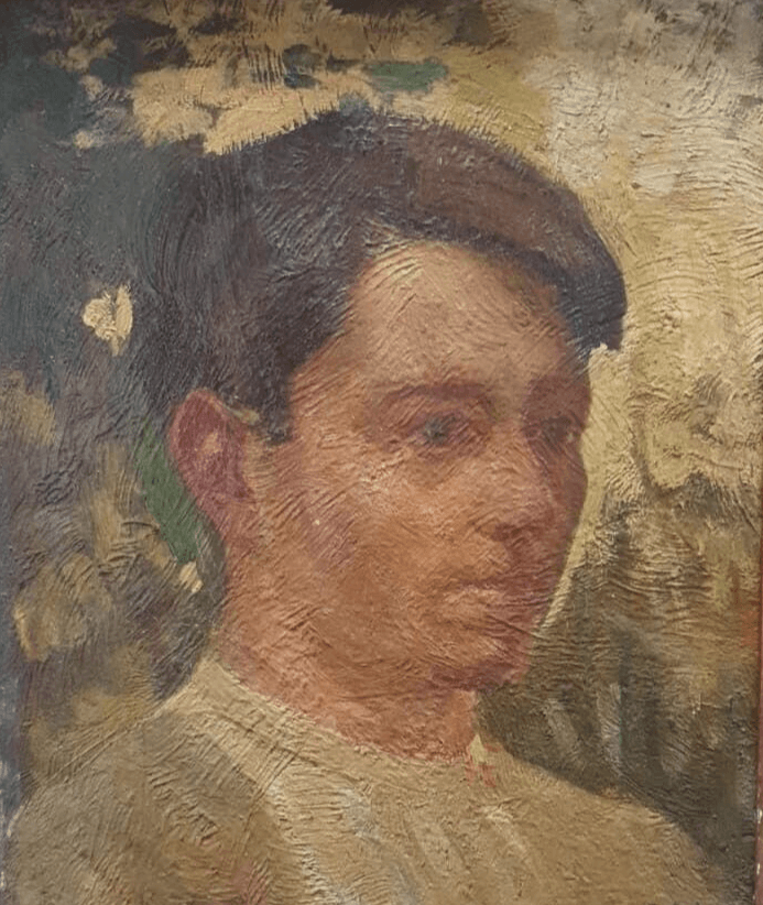 Antique Oil Painting Original signed Woman and Men Portrait Framed image 1
