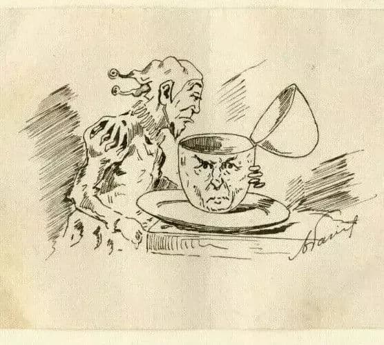 Antique Ink Drawing 19th century - Joker Caricature, Vintage Caricature Art image 6