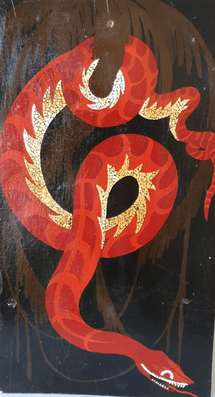 Antique Painting Original Snake, Art Deco, Nature, Enamel