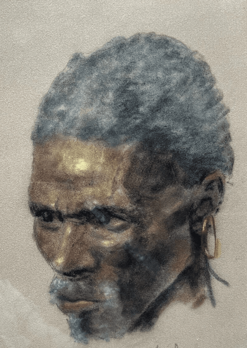 Antique Painting Original Man, Portrait, Africa signed